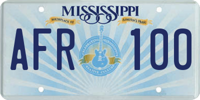 MS license plate AFR100