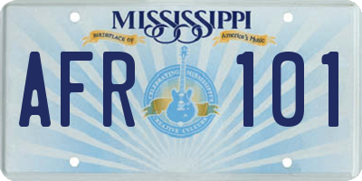 MS license plate AFR101
