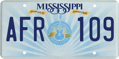 MS license plate AFR109