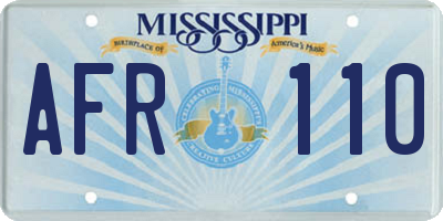 MS license plate AFR110