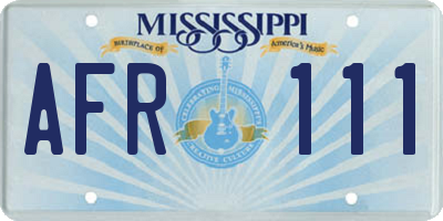 MS license plate AFR111