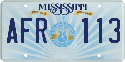 MS license plate AFR113