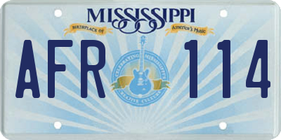 MS license plate AFR114
