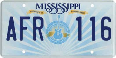 MS license plate AFR116