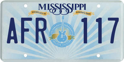 MS license plate AFR117