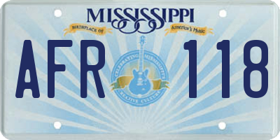 MS license plate AFR118