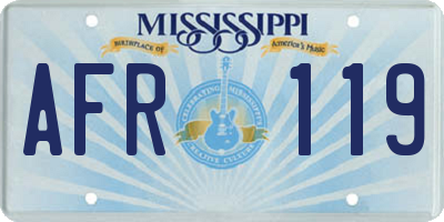 MS license plate AFR119