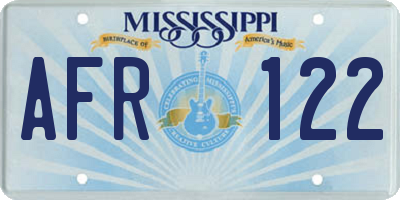 MS license plate AFR122