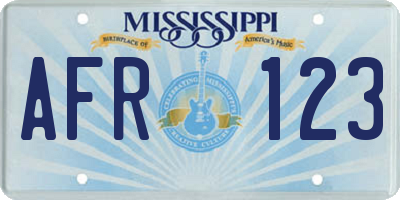 MS license plate AFR123