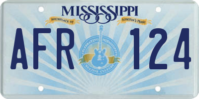 MS license plate AFR124