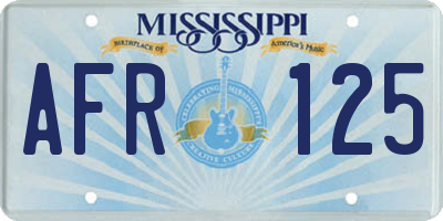 MS license plate AFR125