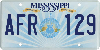 MS license plate AFR129