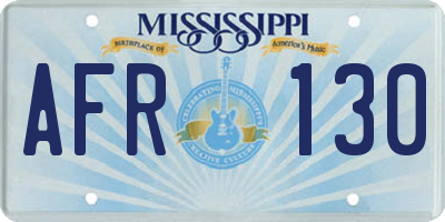 MS license plate AFR130