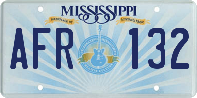 MS license plate AFR132
