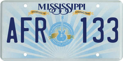 MS license plate AFR133