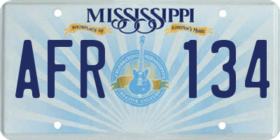 MS license plate AFR134