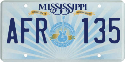 MS license plate AFR135