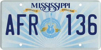 MS license plate AFR136