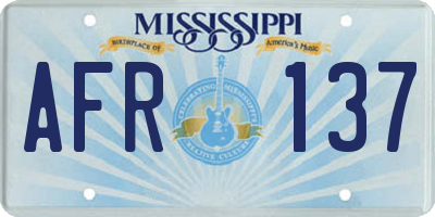 MS license plate AFR137