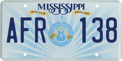 MS license plate AFR138