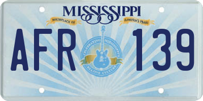 MS license plate AFR139