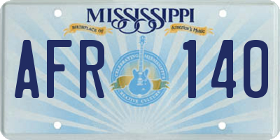 MS license plate AFR140