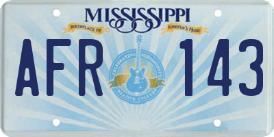 MS license plate AFR143