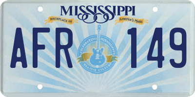 MS license plate AFR149