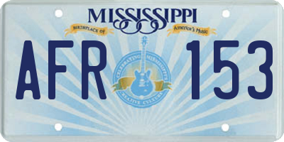 MS license plate AFR153