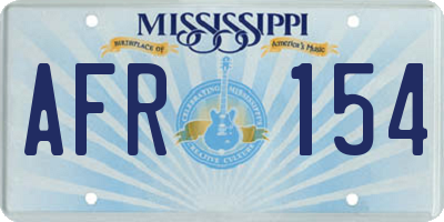 MS license plate AFR154