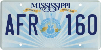 MS license plate AFR160