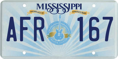 MS license plate AFR167