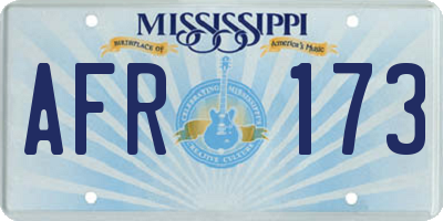 MS license plate AFR173