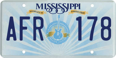 MS license plate AFR178