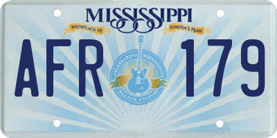 MS license plate AFR179
