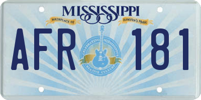MS license plate AFR181