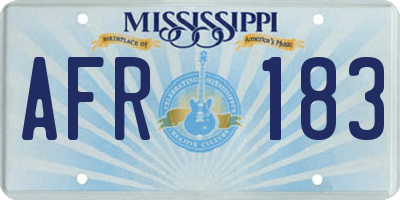 MS license plate AFR183