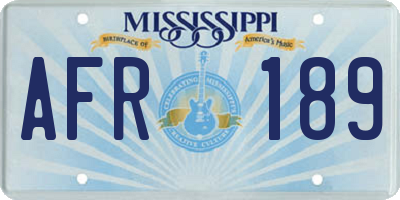 MS license plate AFR189