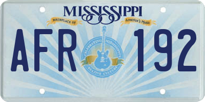 MS license plate AFR192