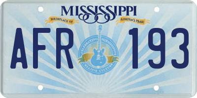 MS license plate AFR193