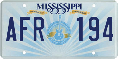MS license plate AFR194