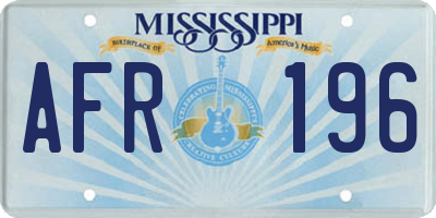 MS license plate AFR196