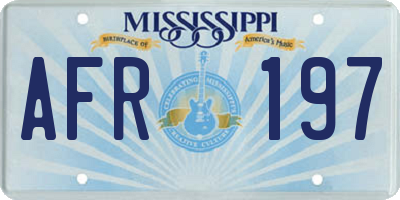 MS license plate AFR197