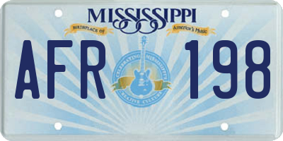 MS license plate AFR198
