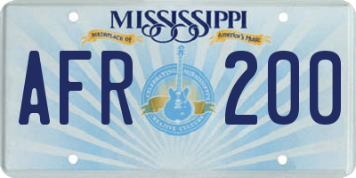 MS license plate AFR200