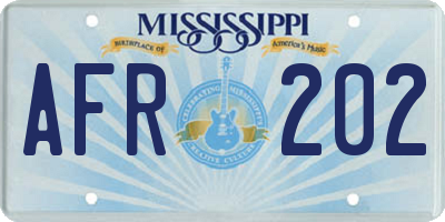 MS license plate AFR202