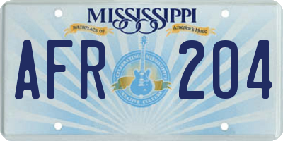 MS license plate AFR204