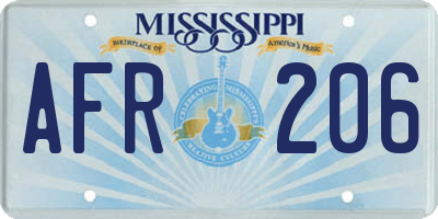 MS license plate AFR206