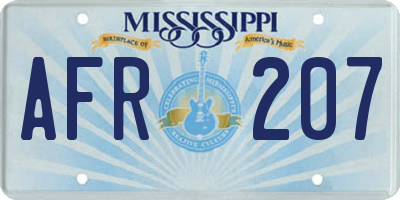 MS license plate AFR207
