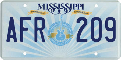 MS license plate AFR209